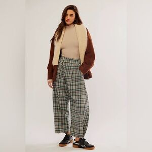 Free People cool harbor plaid wide leg pants size xs